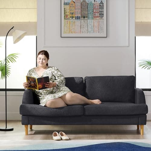 Small Loveseat Sofa for Living Room - 70'' Grey Couch with USB for Bedroom and Office - Modern Love Seat Sofa Deep Seating for Apartment Furniture - Comfy Two Seater Couches Sleeper Sofas (Dark Gray) 6