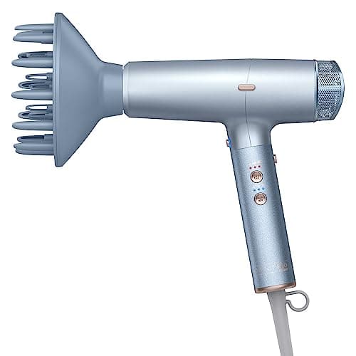 INFINITIPRO BY CONAIR Digital Dryer, Frizz-Reducing Ionic Hair Blow Dryer with Diffuser and Concentrator Attachments, Up to 5x More Speed and 90,000 RPMs for Advanced Drying Power, Blue 6