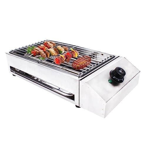 Smokeless Indoor Grill, 1800W Electric Grill with Adjustable Temperature 122°F-302°F and Removable Stainless Steel Griddle, Perfect for Restaurant, Camping, or Party Use