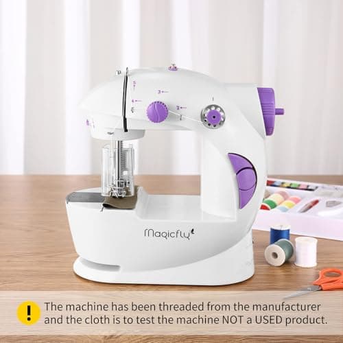Magicfly Mini Sewing Machine with Extension Table, Dual Speed Portable Sewing Machine for Beginners with Light, Sewing Kit for Household Use, White 6