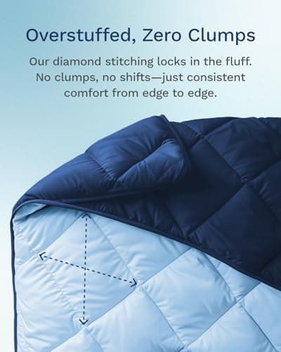 ViscoSoft Queen/Short Queen Microfiber All Seasons Down Alternative Quilted Comforter - Cooling Breathable Premium Soft Reversible Microfiber Duvet Blanket, Light Blue/Dark Blue 5