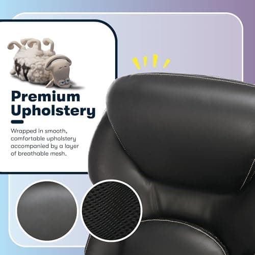 Serta Claremont Ergonomic Executive Office Chair with Back in Motion Technology, Adjustable Mid Back Desk Chair with Lumbar Support, Bonded Leather, Black 8