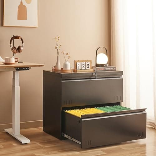 Approgreent 2 Drawer File Cabinet, File Cabinets for Home Office, Printer Stand, File Cabinet with Lock, Lateral Filing Cabinet for A4/Letter/Legal Size File Folders, Assembly Required(Black) 8