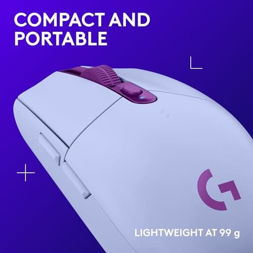 Logitech G305 Lightspeed Wireless Gaming Mouse, Hero Sensor, 12,000 DPI, Lightweight, 6 Programmable Buttons, 250h Battery, On-Board Memory, Compatible with PC, Mac - Lilac 7