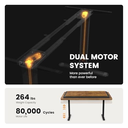 ErGear Dual Motor Standing Desk Frame, Electric Adjustable Legs Compatible Desktop Size 44″-90″, 264 lbs Weight Capacity, 4 Memory Height Settings Stand up Desks Base, Black Frame Only 5