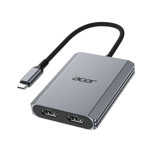 Acer USB C to Dual HDMI Adapter 4K@60Hz, 4-in-1 HDMI Splitter for Dual Monitors with 100W PD, USB 3.0, Docking Station Dual Monitor Compatible with Acer, MacBook Air/Pro, Dell XPS, HP, etc