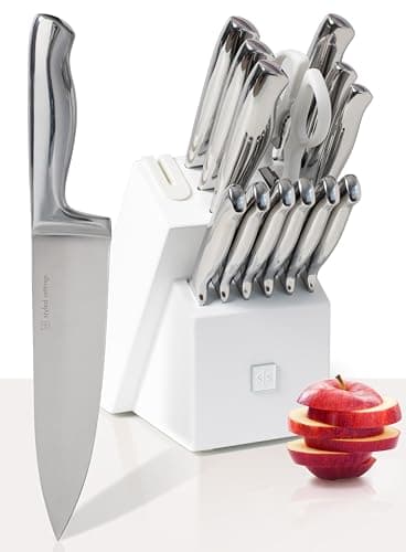 Styled Settings Stainless Steel Knife Set with Built In Sharpener -