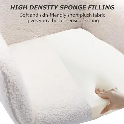 KCC Faux Fur Vanity Makeup Desk Chair, Comfy Fluffy Swivel Modern Leisure Armchair with Wheels, Upholstered Fuzzy Height Adjustable for Teens Women Girls Elegant Home Office 6