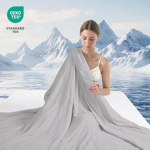 JOODOU Lightweight Comforter Queen Size, Winter Warm Down Alternative Comforter, Soft Breathable Duvet Silk Smooth Blanket, All Season Summer Quilt, Grey-Full/Queen-90×90 6