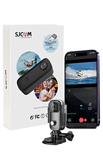 SJCAM C100+ Mini WiFi Action Camera 4K30fps Pocket Sized Wearable Body Camera, Magnetic, APP Control, Underwater Small Vlog Helmet Mount Kits SD Card, Weighs 1oz, 2.4 * 1 * 0.6 inch