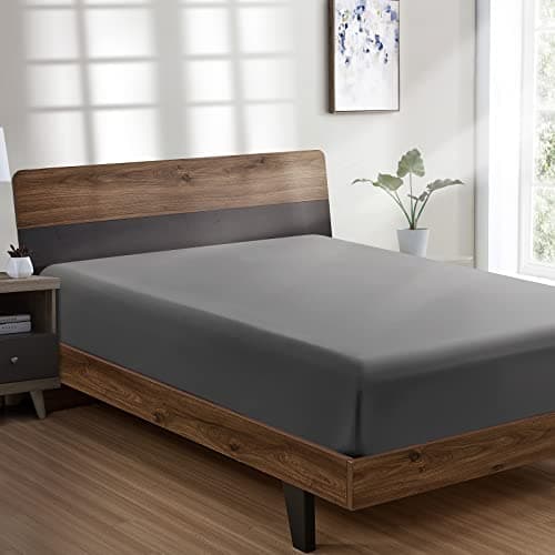 FreshCulture Twin XL Fitted Sheet Only - Hotel Quality Fitted Sheet Twin XL Size - Ultra Soft & Breathable - Brushed Microfiber - Deep Pocket - Cooling Fitted Sheets for Twin XL Size Bed (Dark Grey)