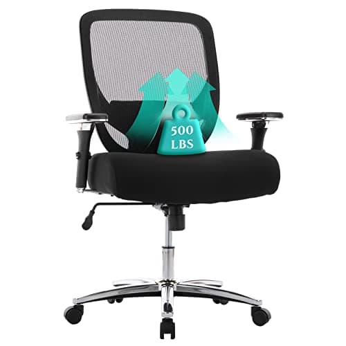 Big and Tall Office Chair 500lbs-Executive Chair for Heavy People, Computer Desk Chair, Large Office Chair with Wide & Thick Seat Black