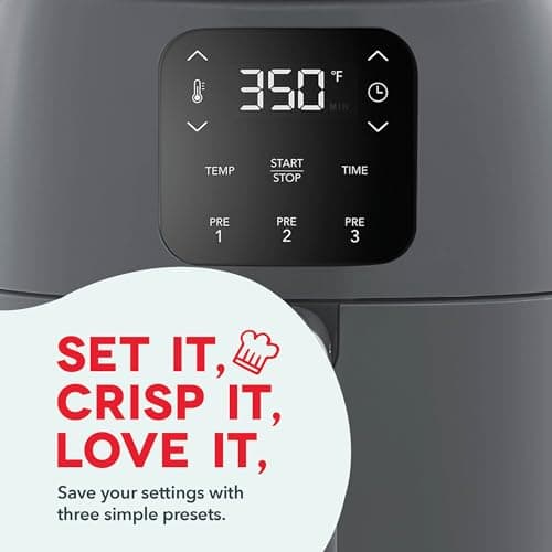 Dash Digital Tasti-Crisp™ Air Fryer - Compact Electric Digital Fryer With Auto Shut-Off Feature - Ideal for Small Spaces - AirCrisp® Technology - 2.6 Quarts - Cool Grey 6