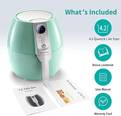 Ultrean Air Fryer, 4.2 Quart Electric Hot Airfryer Oven Oilless Cooker for Quick Easy Meals, Nonstick Frying Pot, UL Certified,1500w, Blue 6