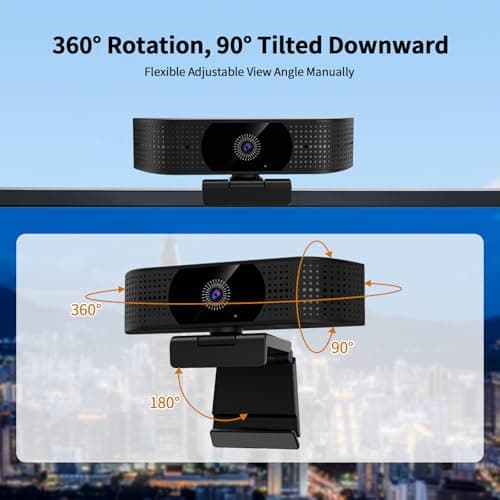 1080P Wireless Webcam for PC, Webcam with Noise-reducing Mic, 92°FOV，360° Rotation, Plug and Play, Wireless Camera Works with Skype, Zoom for indoor and outdoor Conference meetings, video calls 7