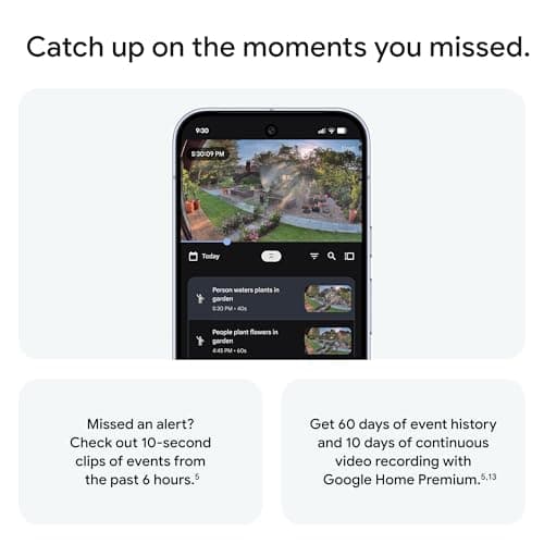 Google Nest Cam Outdoor (Wired, 2nd Gen) - Security Camera with 2K Video and Gemini, Night Vision, 2-Way Audio - Works with Google Home - 2025 Model - Snow 8