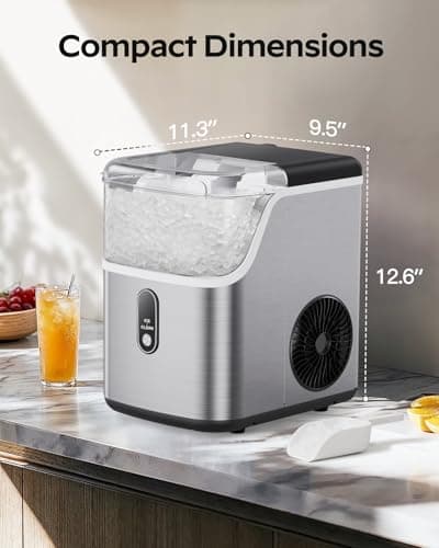 Nugget Ice Maker Countertop, HOMEZAY Pebble Ice Maker with Soft Chewable Pellet Ice, 33 lbs per Day, Compact Ice Machine with Self-Cleaning & LED Indicator for Home, Kitchen, Camping, RV, Office 6