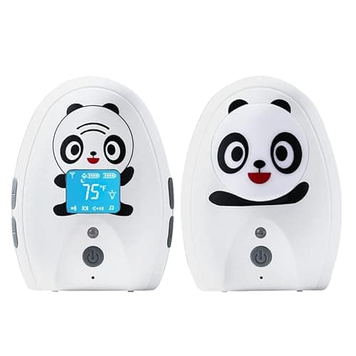 TimeFlys Audio Baby Monitor Panda Portable, Two-Way Talk, Long Range up to 1000 ft, Temperature Monitoring and Warning, Lullabies, Vibration, LCD Display, 1 Adaptor 1 Set of Rechargeable Batteries