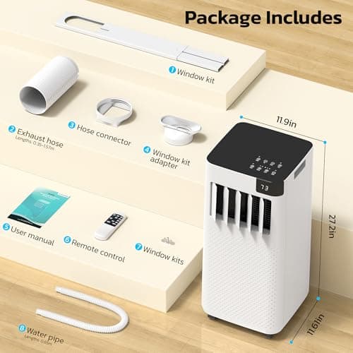 ZAFRO 10,000 BTU Portable Air Conditioners, 4 Modes Portable AC Unit with Fast Cooling/Energy Efficient/Remote/24Hrs Timer for Bedroom/Dorms/Indoor Rooms, White 8