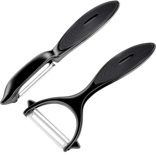 Premium Vegetable Peeler Set – Ultra Sharp Stainless Steel Blades with Non-Slip Ergonomic Handles for Easy Potato, Fruit & Veggie Peeling (2PCS)