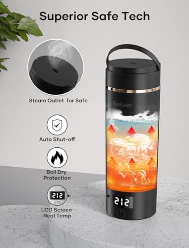 Sekaer Travel Portable Electric Kettle, Small Tea Kettle Coffee Mini Hot Water Boiler, 400mL & 304 Stainless Steel, with 4 Variable Presets and Auto Shut-Off SKE-840B 6