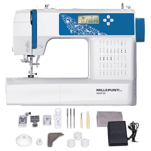 MILLEPUNTI MHP30 Electronic Sewing Machine, Big LCD Display, 40 Built-in Stitches, Accessory Kit, Automatic Needle Threader, Computerized Sewing Machine for Beginners, Seniors, Adults
