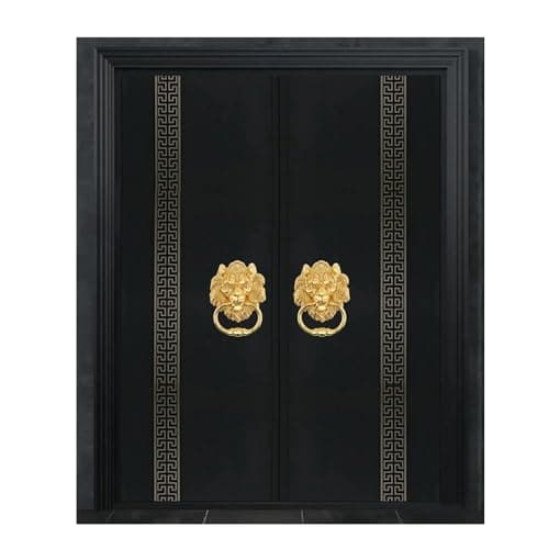 HOJLKLD 6 Inch Lion Head Knocker, Classical Decorative Front Door Knocker Pull Handle with Mounting Screws (1, Gold) 7