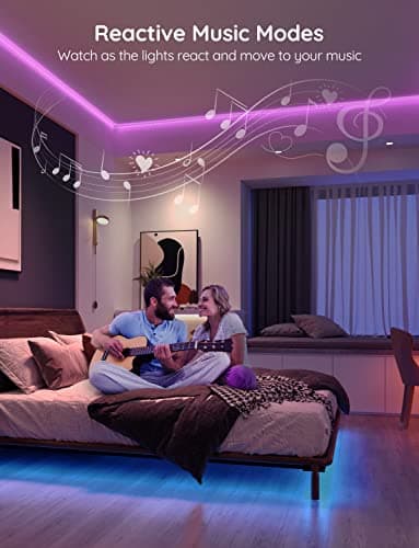 Govee Smart WiFi LED Strip Lights, 50ft RGB Led Strip Lighting Work with Alexa and Google Assistant, Color Changing Light Strip, Music Sync, LED Lights for Bedroom, Home Decor, Easy to Install 6