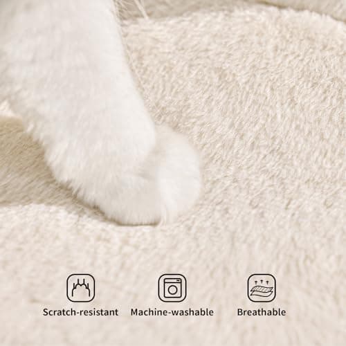 Nxwjoy Cat Window Perch Bed Cat Hammock for Window Sill Seat, 2 in 1 Adjustable Large Cats Sleeping Beds with Cushion Steel Frame Kitten Perches for Windowsill, Bedside, Floor (Beige) 7
