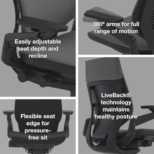 Steelcase Gesture Office Chair - Ergonomic Work Chair with Wheels for Carpet - Comfortable - Intuitive-to-Adjust for Desk - 360-Degree Arms - Licorice Fabric 5