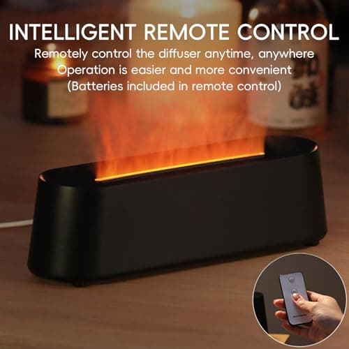 YALEDI Essential Oil Diffuser, Fireplace Flame Fire Oil Diffuser, 250ml Cool Mist Aromatherapy Humidifier, Scent Diffuser with 7 Colors Light, Remote Control, Timer & Auto-Off for Home, Room (Black) 6