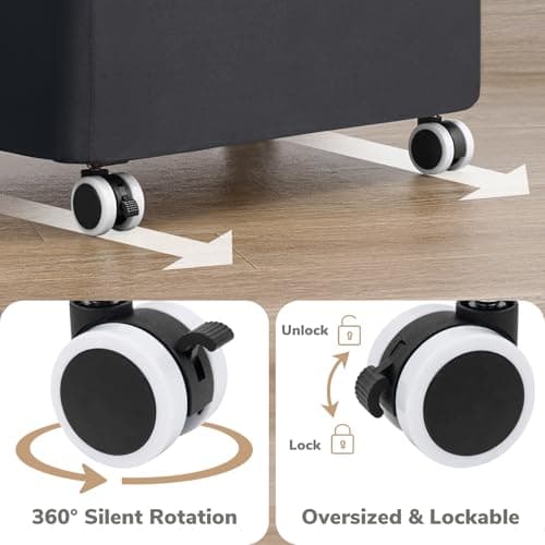 Goodpick Laundry Basket with Wheels, 100L Rolling Laundry Hamper with Lid Clothes Hampers with Removable Wash Bag Large Clothes Basket for Bedroom, Bathroom, Black 4