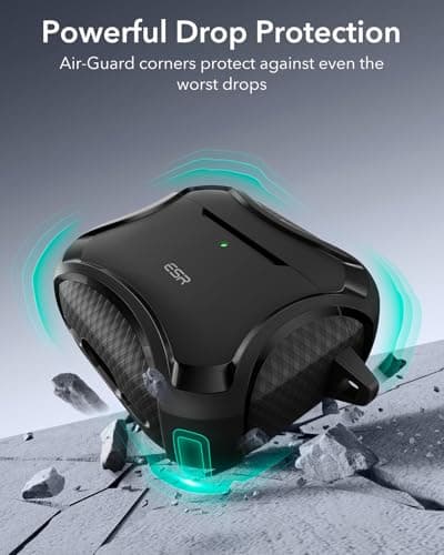ESR for AirPods 4 Case, Compatible with AirPods 4th Generation Case (2024), Compatible with MagSafe, Powerful Drop Protection, Magnetic Lid, Cyber Series, Black 6