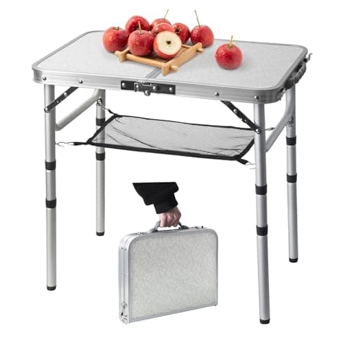 Byliable Small Folding Table 2FT Lightweight Portable Aluminum Camping Table for Picnic and Camping Mini Foldable with Adjustable Extended Height,Silver