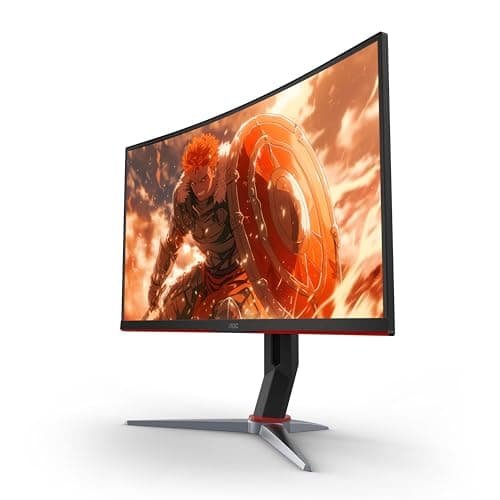 AOC C27G2Z 27" Curved Frameless Ultra-Fast Gaming Monitor, FHD 1080p, 0.5ms 240Hz, FreeSync, 2 x HDMI 2.0, 1 x Display Port, Height Adjustable, Xbox PS5 Switch Ready, 3-Year Zero-Bright-Dot 10