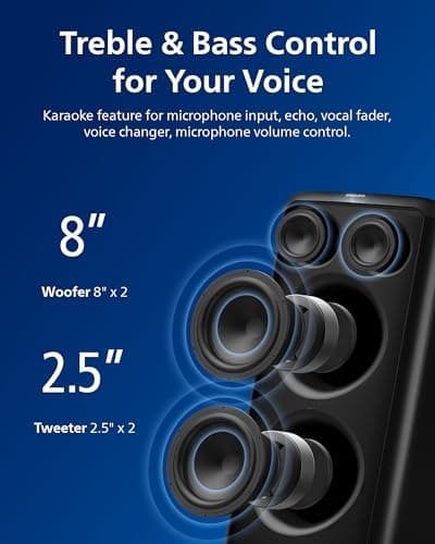 Philips X5206 bluetooth party speaker, portable with wheels, exciting light show, karaoke machine with microphone and Guitar Input, powerful bass & subwoofer, long playtime, perfect for outdoor events 2