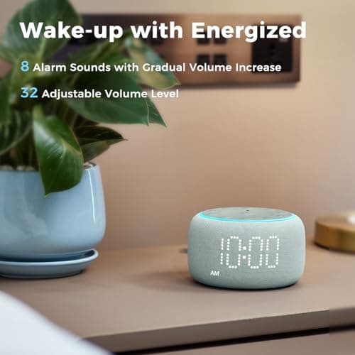 White Noise Machine Alarm Clock for Bedrooms - 5W Stereo Bluetooth Speaker - 24 Soothing Sounds - 9 Night Lights - Auto-Dimmable Digital Alarm Clock Sound Machine for Sleeping 5