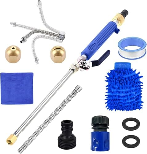 Pressure Washer, 2-in-1 High Pressure Power Washer for House, Jet Nozzle for Garden Hose Power Washer Wand with 2 Different Tips, Quick Connectors and Gloves, 18 Inch
