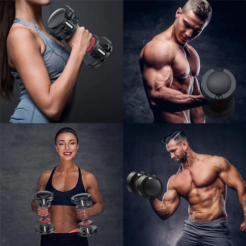 Adjustable 55LB Dumbbell - 5 in 1 Weight Dumbbell with Anti-Slip Metal Handle, Perfect for Full Body Workout Fitness 7