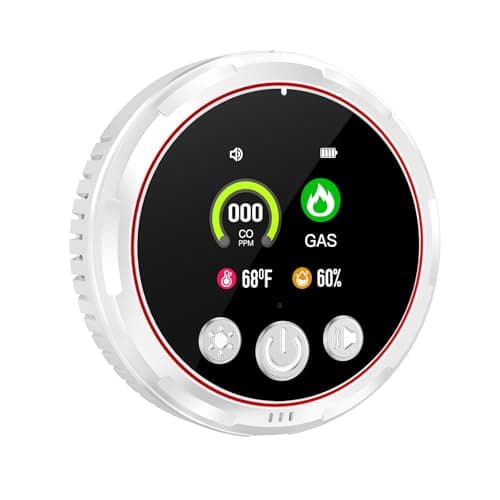 3 in 1 Carbon Monoxide Detectors, Natural Gas Detector & CO Detector with Battery Backup, HD Digital Display Monitors CO, Combustible Gas, Temperature (White)