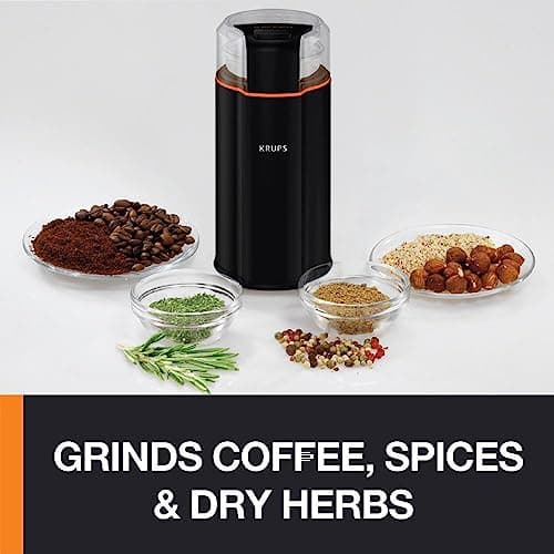 KRUPS Silent Vortex Electric Coffee Grinder: 3 oz Capacity, 5x Quieter, 175W Motor for Coffee Beans, Spices & Herbs - Removable Dishwasher-Safe Bowl, 12-Cup Yield, Black 6