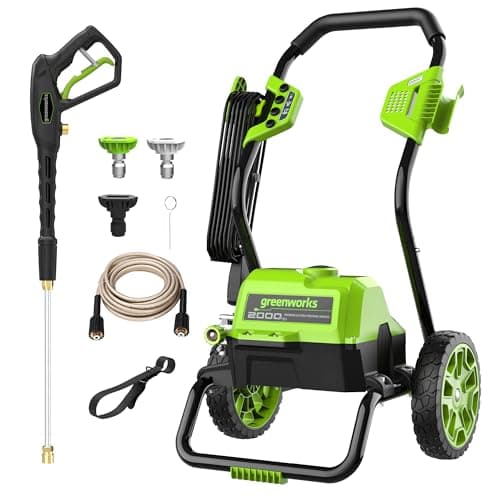 Greenworks 2000 Max PSI @ 1.1 GPM (13 Amp) Electric Pressure Washer (Black Frame) PWMA Certified, Green