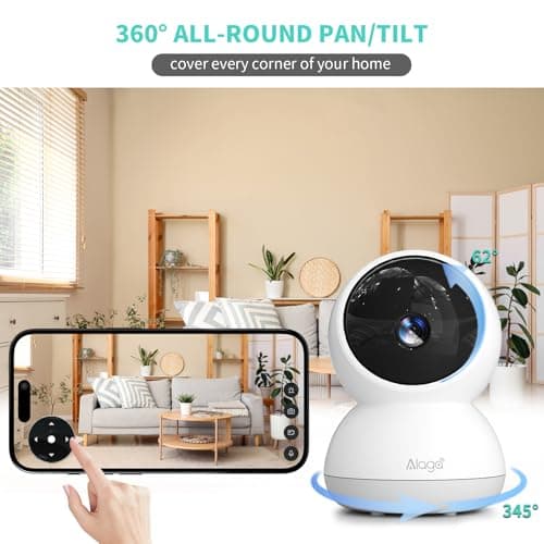 Indoor Camera, 3K HD Indoor Security Camera, 360° Pan/Tilt Pet Camera, 2-Way Audio, Siren, Night Vision, Baby/Pet Monitor with Phone App 2.4G and 5G WiFi, Compatible Alexa and Google Assistant 7