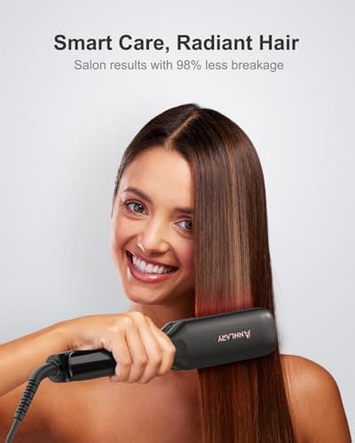 ANNLARY Hair Straightener, 1.75 Inch Flat Iron with Infrared and Ionic Technology, Titanium Plate with Ceramic Coating Dual Voltage Straightener with Heat-Resistant Silicone for All Hair Types 5