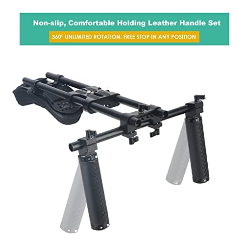 NICEYRIG 15mm Shoulder Pad Support System for DSLR Camera Cinema Camcorder, Shoulder Mount Rig with Base Plate, Aluminum Alloy 16'' 15mm Rod, Handle Set - 435 5