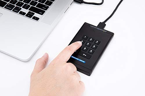 SecureData SecureDrive KP 500GB Hardware Encrypted USB 3.0 External Drive FIPS 140-2 Level 3 Unlock via Keypad TAA Compliant, CJIS, HIPAA, CMMC, GDPR Compliant, Works with Mac and Win Free AV 6
