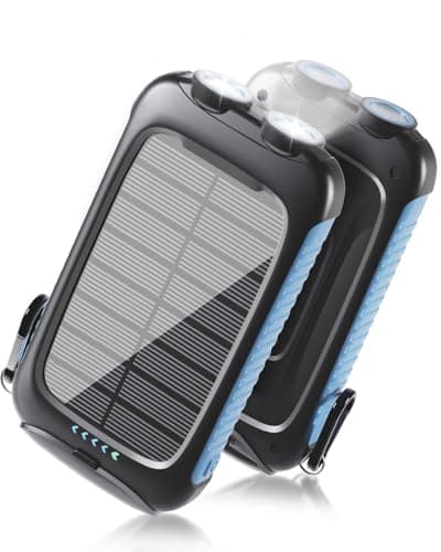 solar power bank, 20000mAh portable charger 5V/3A Fast Charging with USB-A and USB-C Ports battery bank Compatible with iPhone,Samsung,Waterproof,Emergency LED Flashlights for Camping, Hiking,Outdoor