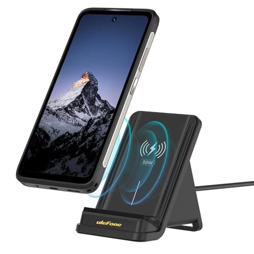 Ulefone WCS01 50W Wireless Charger, 50W Max Fast Wireless Charging Stand, Fast Charge Compatible with Ulefone Armor 23/25/27/28 Series(No AC Adapter)