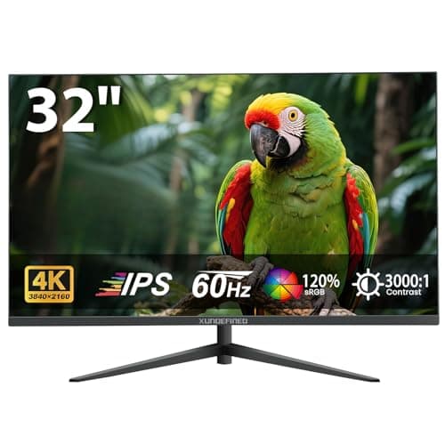 32 Inch 4K UHD Monitor, 3840 x 2160 Fast IPS Computer Monitor, 3000:1 Contrast, sRGB 120%, Blue Light Filter, Free-Sync, Zero Frame Screen With HDMI, DisplayPort for Home and Office, VESA(100x100mm)