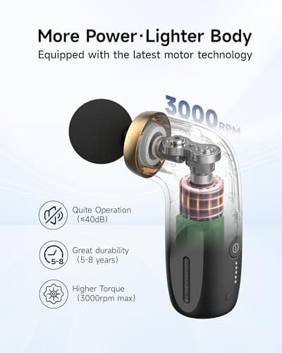 HEYCHY A1 Super Mini Massage Gun, Percussion Deep Tissues Muscle Massager, Travel Massage Gun, Compact Sports Massager, Portable Handheld Massager for Office, Home, Athletes(Black) 5